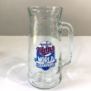 Vintage Minnesota Twins Glass Mug Stein 1987 World Champion Baseball Collectible